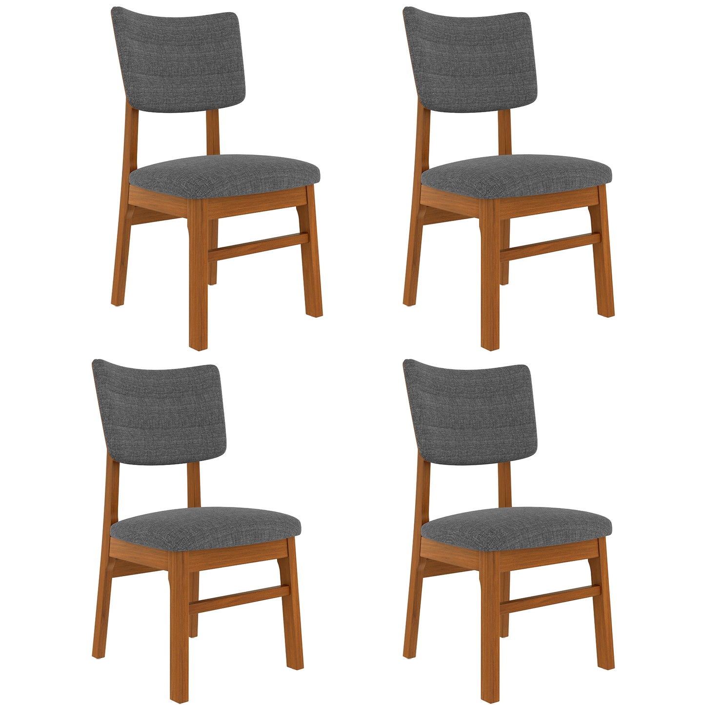 Set of 4 Wooden Dining Chairs with Cushioned Seats and Backs, Modern Design