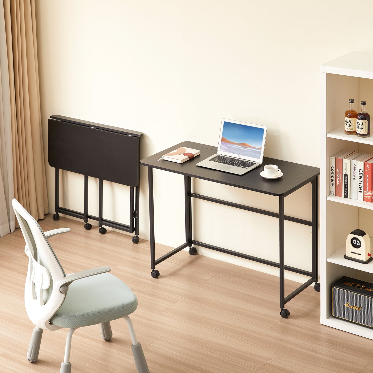 Folding Desk 39" Small Computer Desk, Portable Writing Table for Home Office, Black