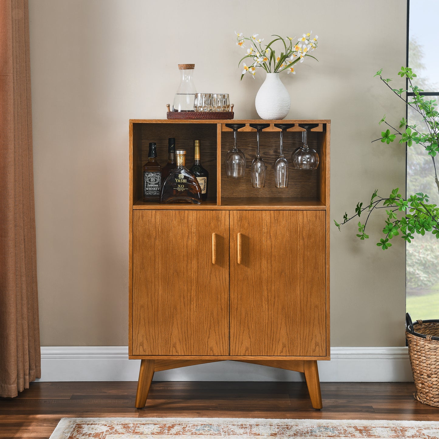 GOMYHOME wood bar cabinet for modern home storage