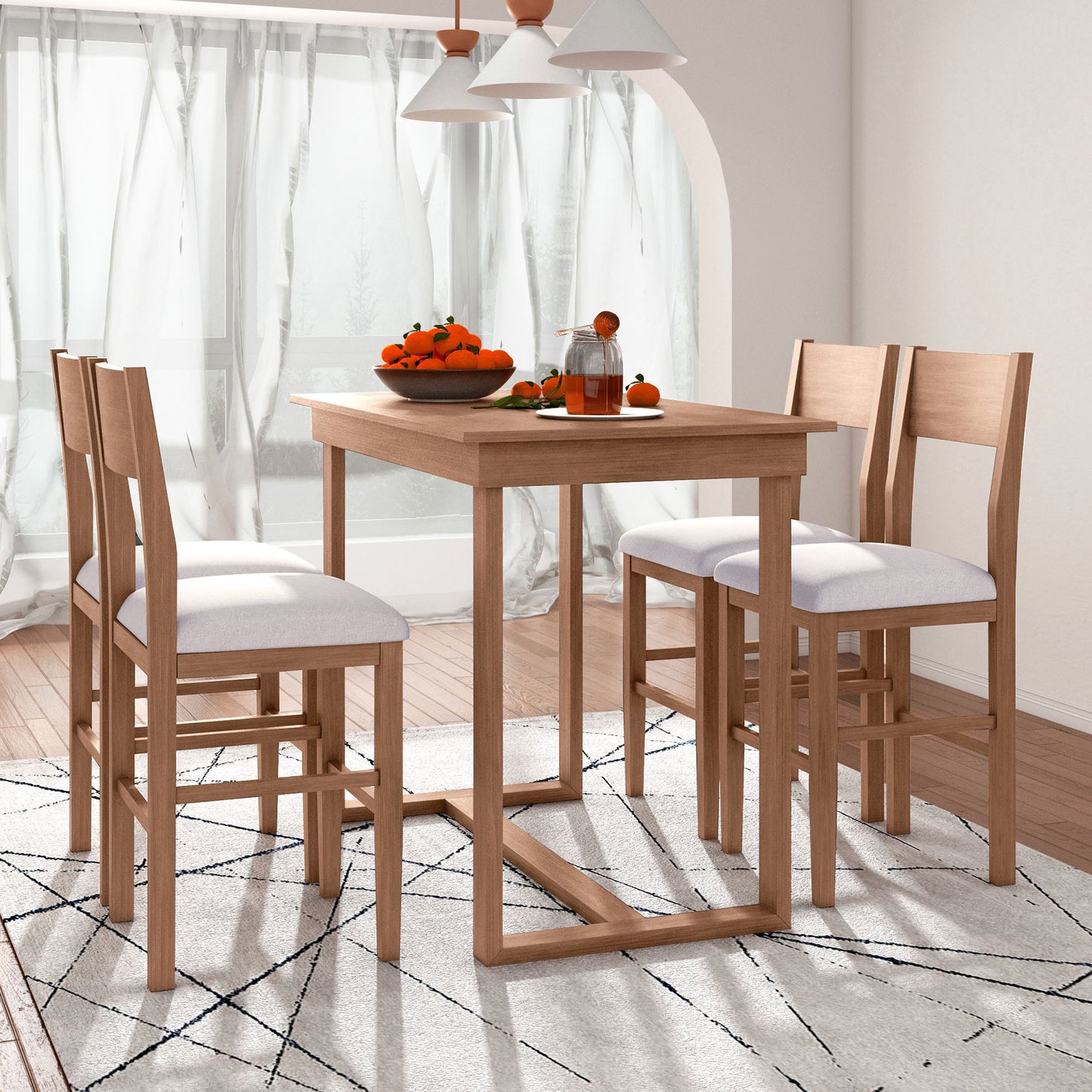 3-Piece Bar Table Set with 2 Bar chairs, Modern Pub Dining Set for Kitchen & Restaurant