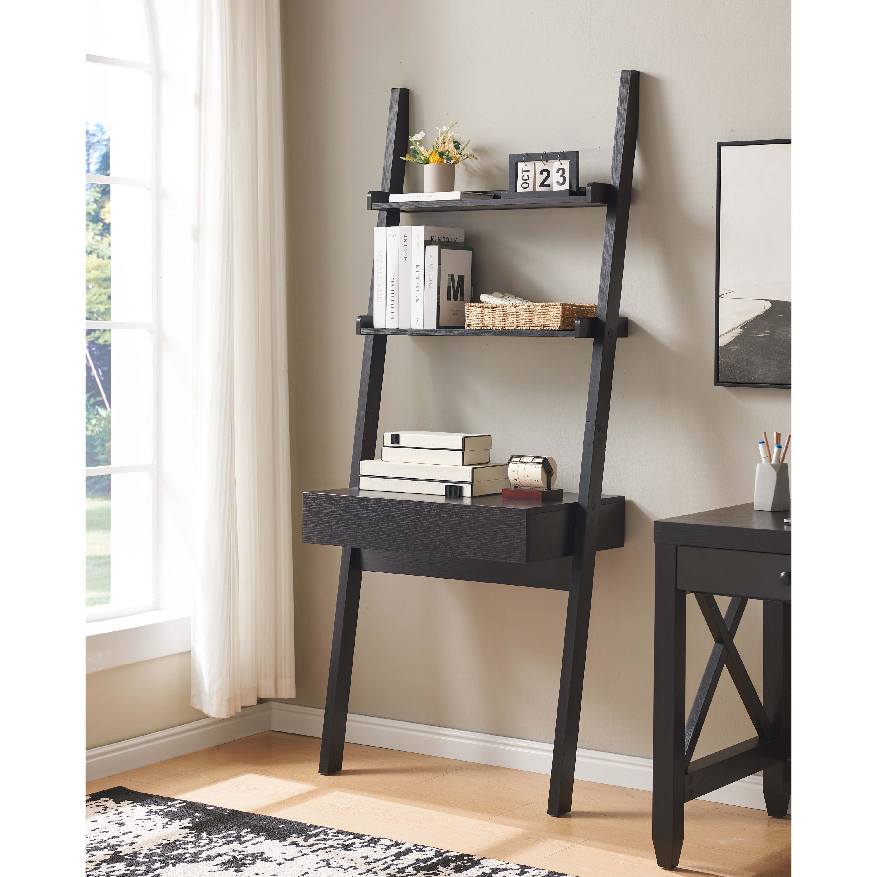 GOMYHOME Modern Ladder Desk with One Drawer and Two Shelves