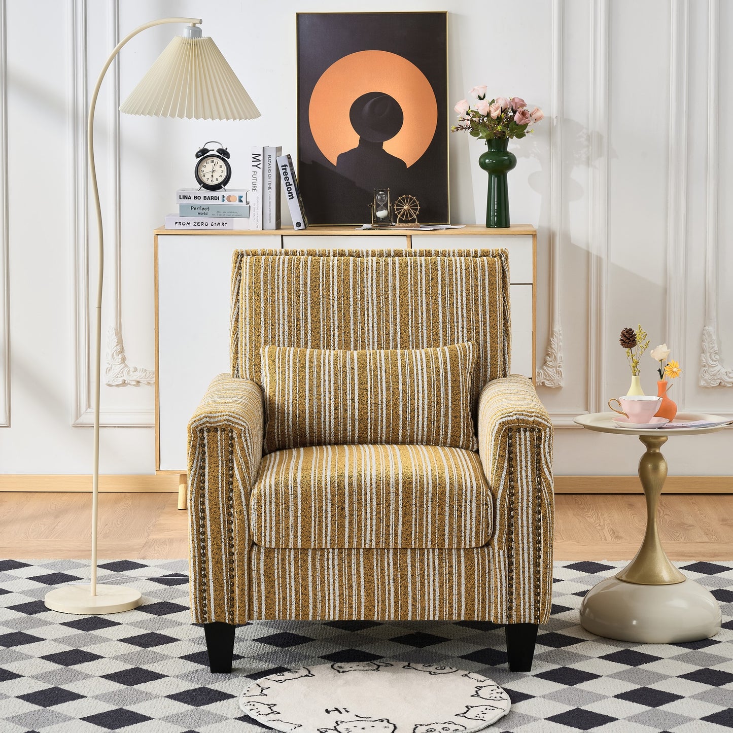 GOMYHOME Yellow Upholstered Accent Chair Yellow for modern living room