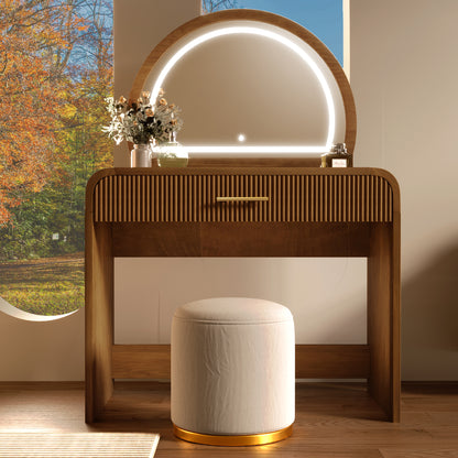 GOMYHOME 39" Makeup Vanity Table with Mirror Touch Screen Lighted Mirror, Dressing Table