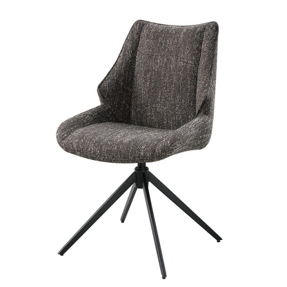 GOMYHOME Malika Brown Gray Chenille Side Chair w/Swivel (Set of 2)