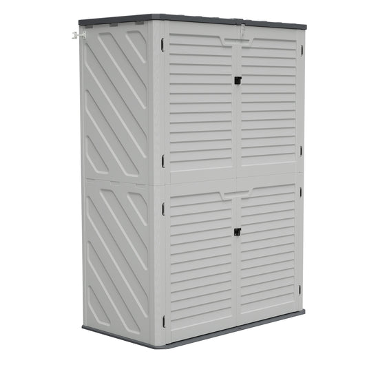 GOMYHOME Rust Proof Resin Garden Equipment Storage with Partitions - Weatherproof, Spacious