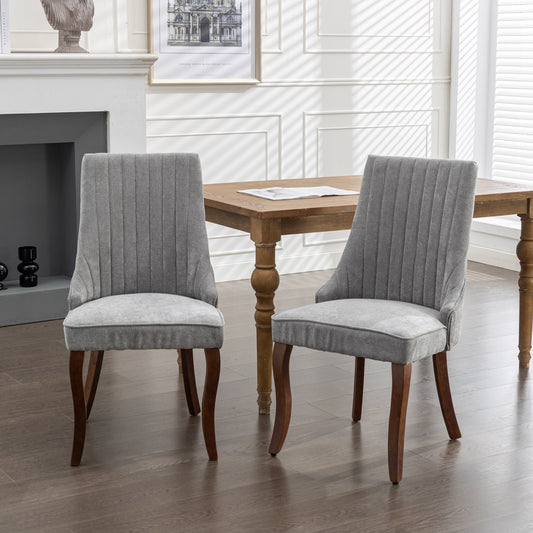 GOMYHOME Gray Linen Fabric Accent Dining Chair, Set of 2