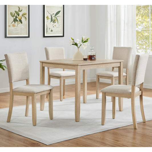 GOMYHOME beige, light oak beige, light oak 5-piece dining table set for 4 for dining room and kitchen