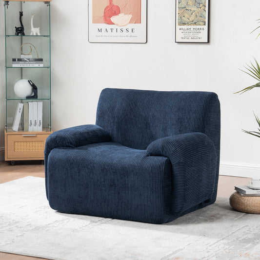 GOMYHOME 42-Inch Navy Chenille Accent Chair with Arms for Living Room