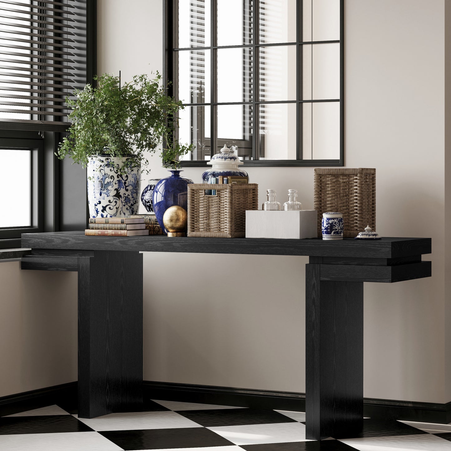 GOMYHOME Black Console Table for Living Room for Everyday Living and Small Spaces