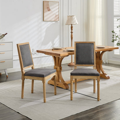 GOMYHOME Gray French Louis Linen Fabric Cane-Back Dining Chairs, Set of 2