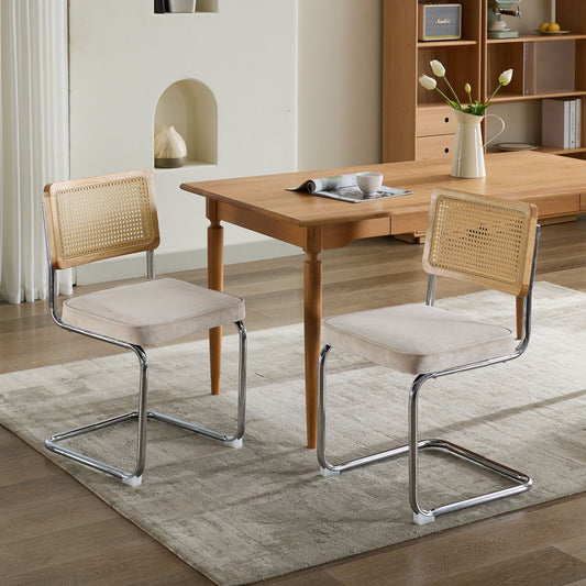 GOMYHOME beige velvet dining chair set of 2 for modern home seating
