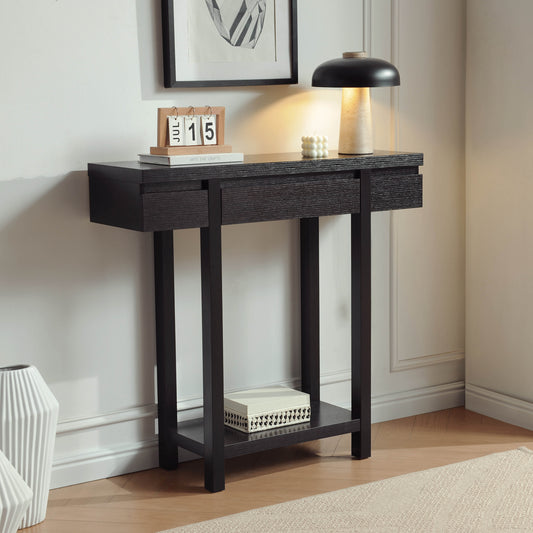 Entryway Console Table with Drawer and Shelf, Narrow Hallway Storage, Wood Frame
