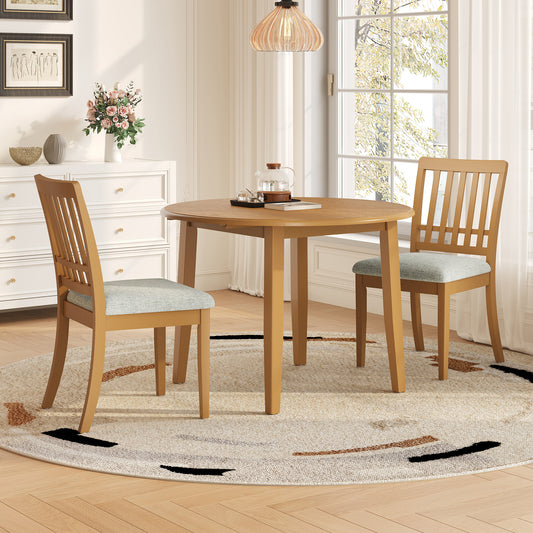 GOMYHOME Light Brown 3-Piece Folding Round Dining Set for 2 in Light Brown for Dining Room