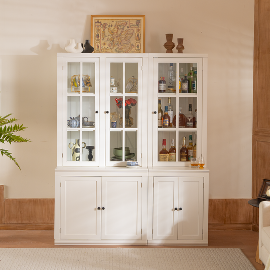 GOMYHOME White Storage Cabinet Set of 3 for Organized Homes with Practical Modern Style