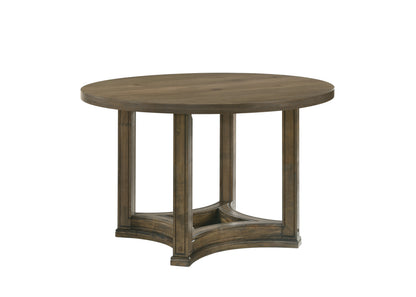 GOMYHOME 47" Round Wood Dining Table, Modern Farmhouse Pedestal Kitchen Table, Weathered Oak