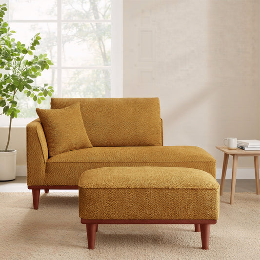 GOMYHOME Upholstered Chaise Lounge and Stool for Living Room Bedroom, 72.8"W x 30.7"D x 31.1"H