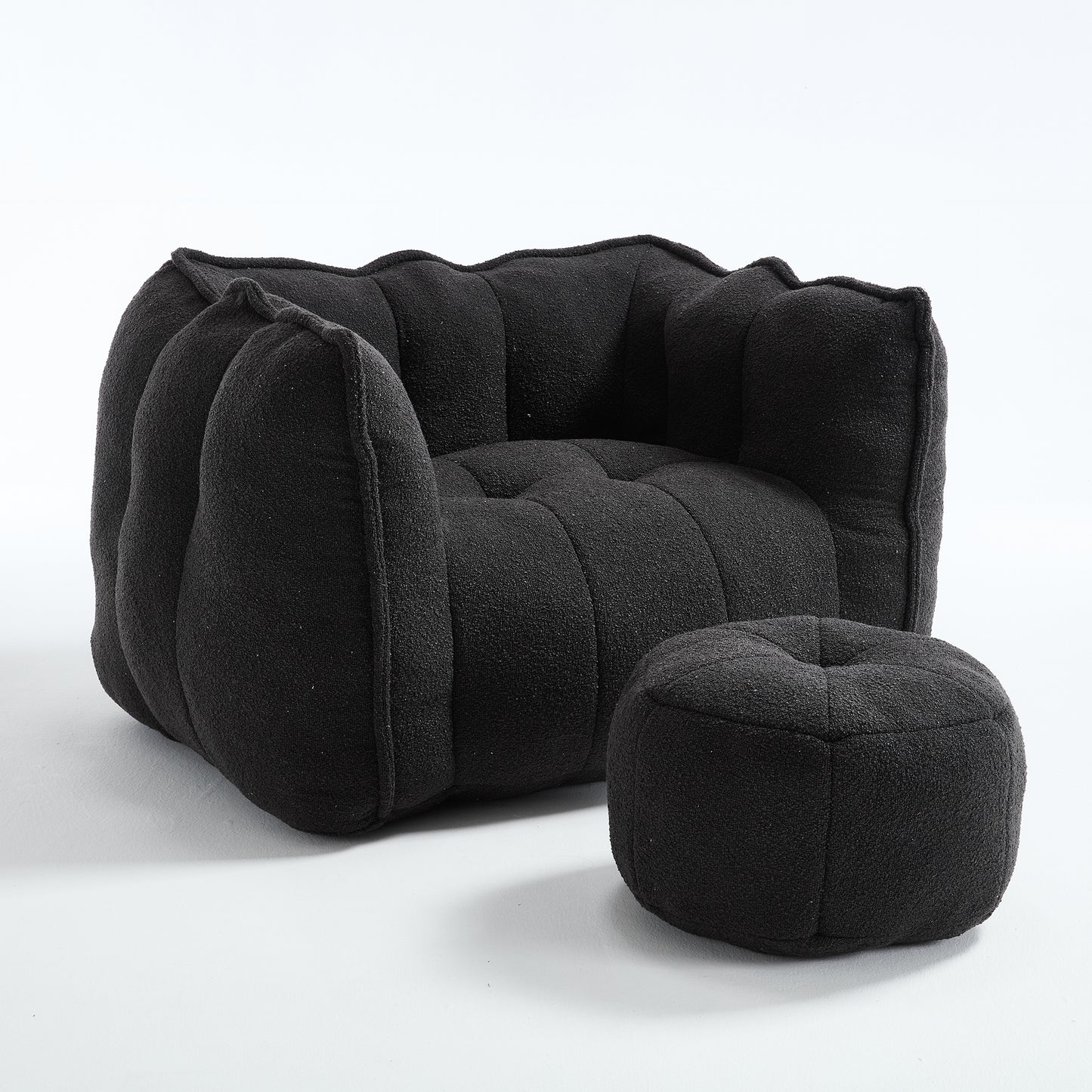 GOMYHOME Chenille Bean Bag Chair with Footstool for Reading & Gaming