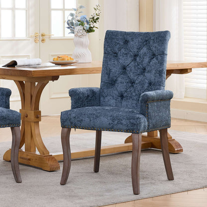 GOMYHOME Blue Chenille Accent Dining Chair, Single Chair