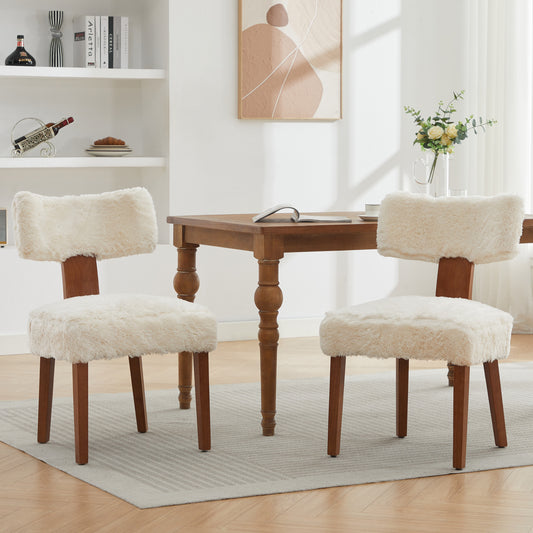 GOMYHOME Mid-Century Teddy Sherpa Accent Chair, Small Space Vanity/Bedroom Chair, Cream Boucle