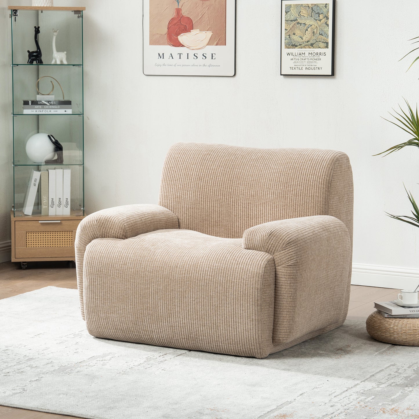 GOMYHOME 42-Inch Taupe Chenille Accent Chair with Arms for Living Room