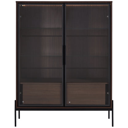 GOMYHOME Black + Dark Walnut Storage Cabinet for Organized Homes