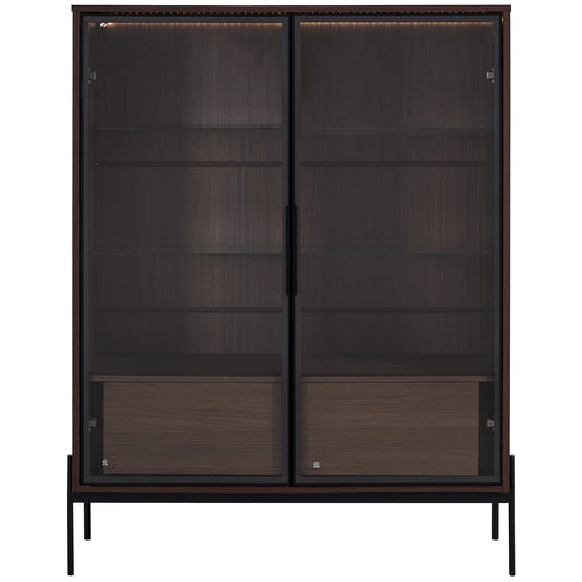 GOMYHOME Black + Dark Walnut Storage Cabinet for Organized Homes