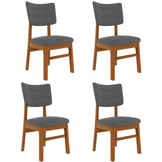 Set of 4 Wooden Dining Chairs with Cushioned Seats and Backs, Modern Design
