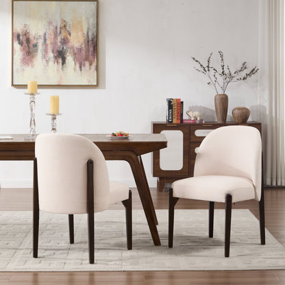 GOMYHOME Wooden Dining Chairs Set of 2, Modern Fabric Upholstered Dining Room Chair Kitchen