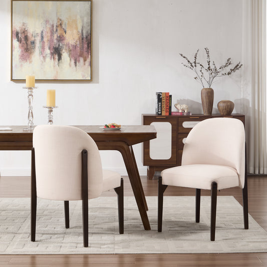 GOMYHOME Wooden Dining Chairs Set of 2, Modern Fabric Upholstered Dining Room Chair Kitchen