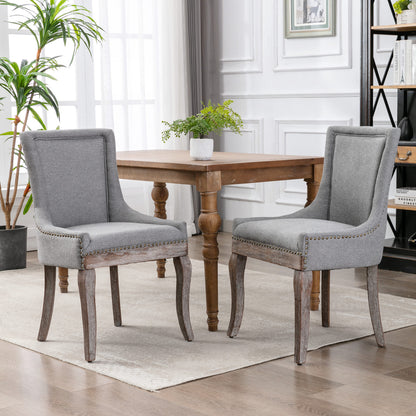 GOMYHOME gray upholstered fabric dining chair set of 2 for modern home seating
