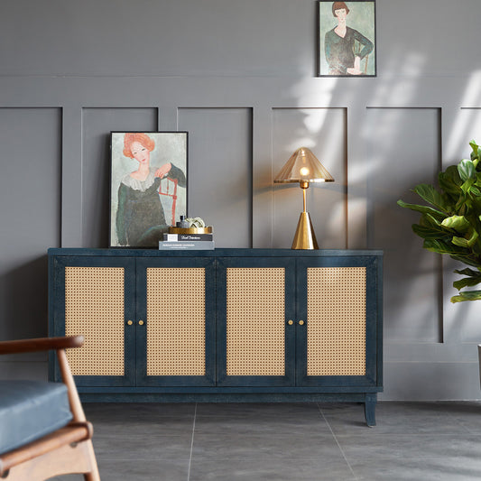 GOMYHOME 59.8-Inch Antique Navy Blue Farmhouse Console Table in Antique Navy Blue finish for entryway
