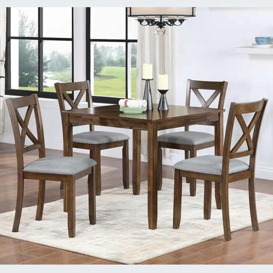 GOMYHOME walnut walnut 5-piece dining table set for 4 for dining room and kitchen