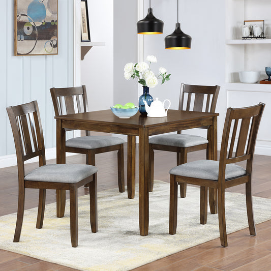 GOMYHOME walnut walnut 5-piece dining table set for 4 for dining room and kitchen