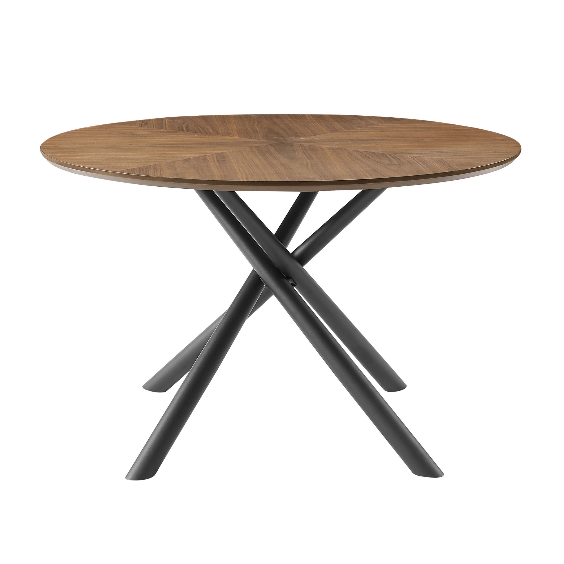 GOMYHOME Walnut 53.14" Round Coffee Table with Sintered Stone Top in Walnut for living room