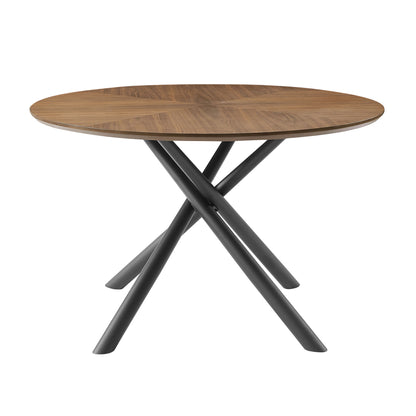 GOMYHOME Walnut 53.14" Round Coffee Table with Sintered Stone Top in Walnut for living room