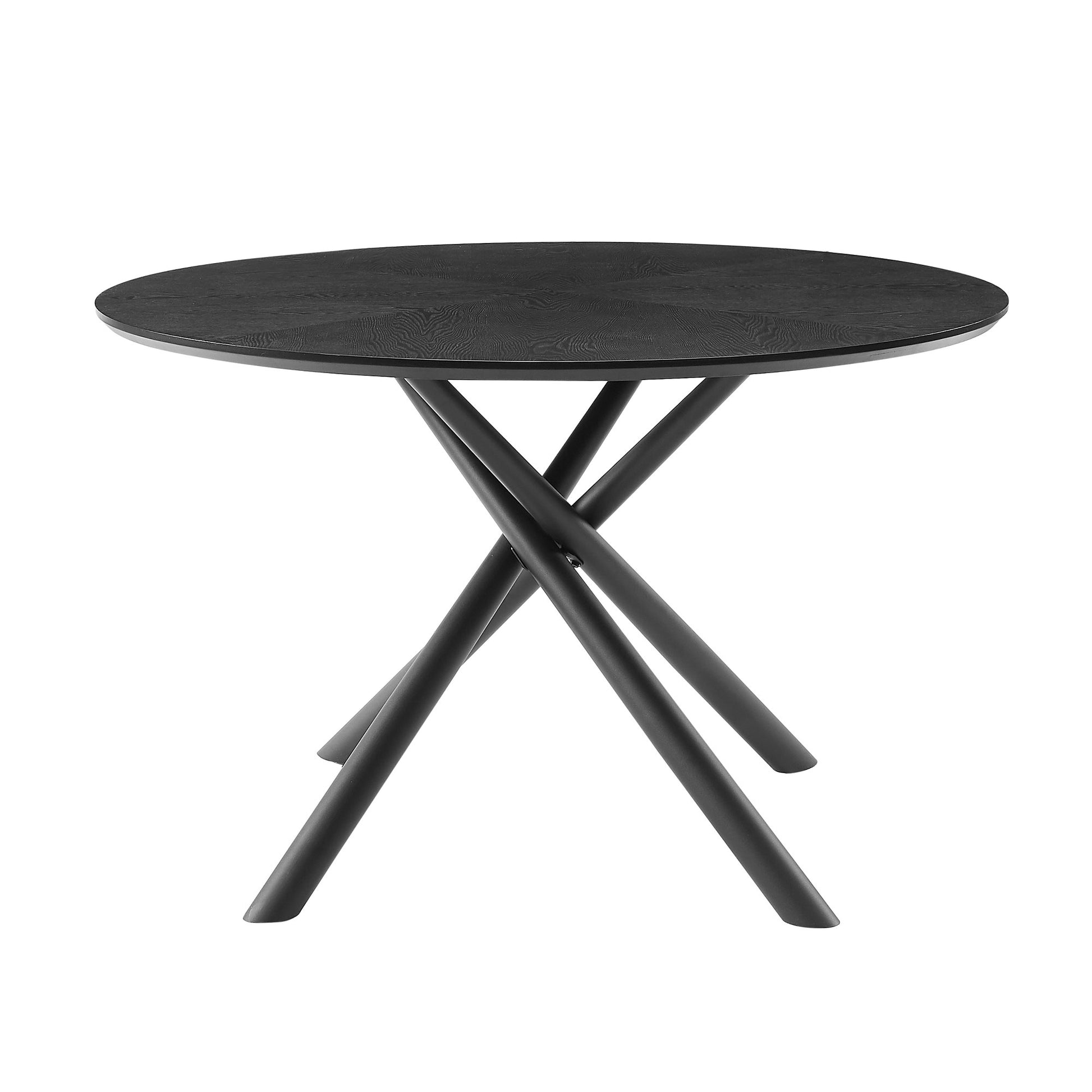GOMYHOME Black 53.14" Round Coffee Table with Sintered Stone Top in Black for living room