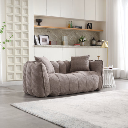 GOMYHOME brown chenille bean bag chair with foam core for modern living room lounging