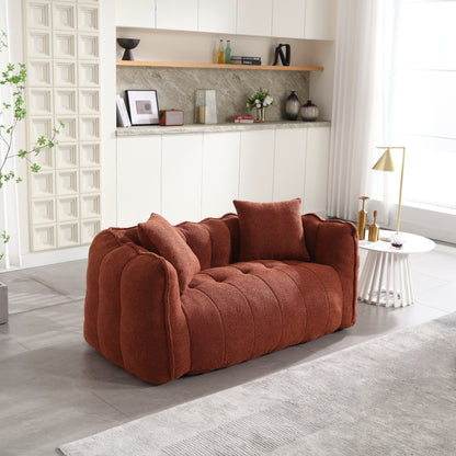 GOMYHOME red & brown chenille bean bag chair with foam core for modern living room lounging