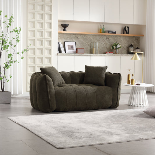 GOMYHOME olive green chenille bean bag chair with foam core for modern living room lounging
