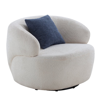 GOMYHOME Beige Swivel Barrel Chair for Living Room, Bedroom and Reading Corners