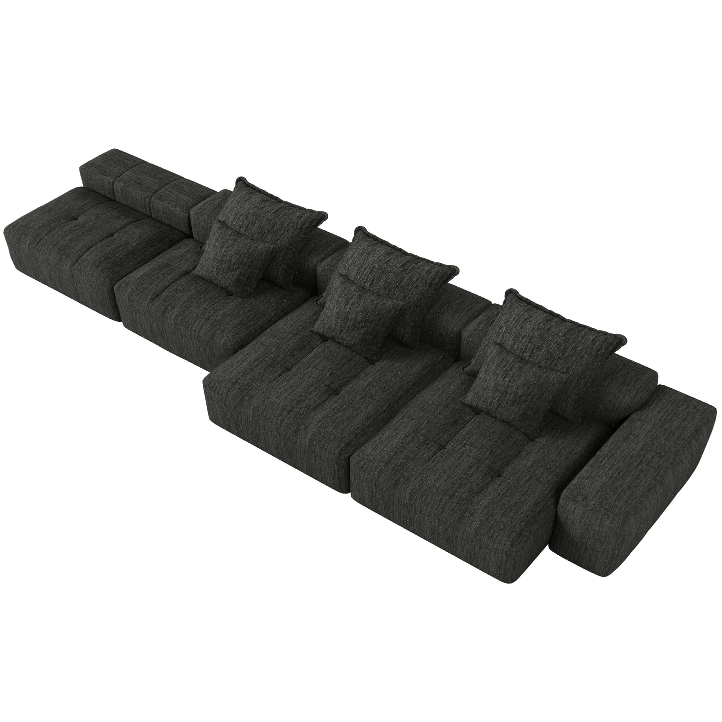 GOMYHOME Black 6-Piece Oversized Chenille Modular Sectional Sofa