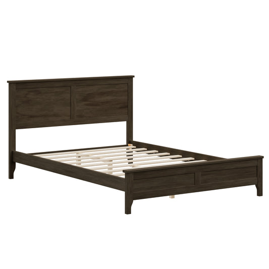 Modern Espresso Full Size Platform Bed, Solid Wood Pine & MDF, No Box Spring