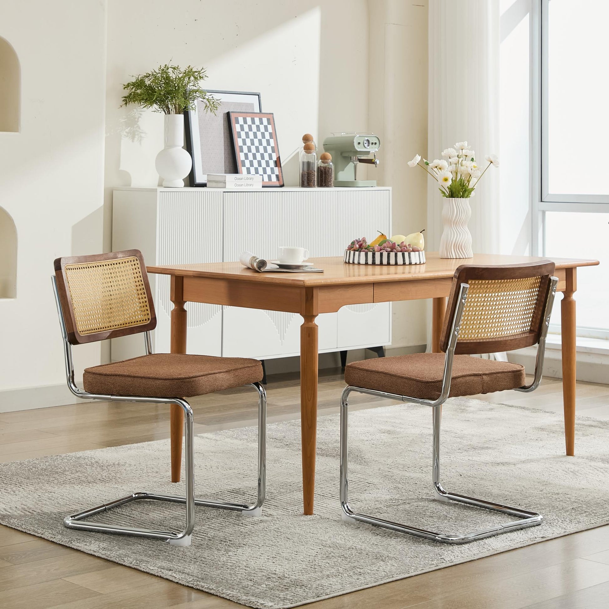 GOMYHOME coffee linen dining chair set of 2 for modern home seating