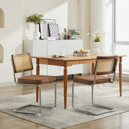 GOMYHOME coffee linen dining chair set of 2 for modern home seating