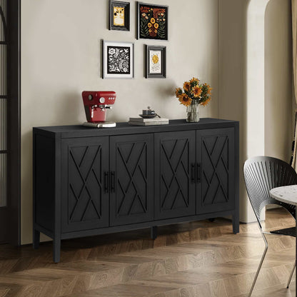 GOMYHOME Antique Black 60-inch Sideboard & Buffet Cabinet with Adjustable Storage