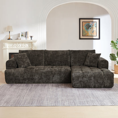 GOMYHOME Chenille L-Shape Luxury Sectional Oversized Sofa,Mnimalist Design,Comfy Sleeper Couch for Living Room,Apartment&Reception Spaces,No Assembly Required