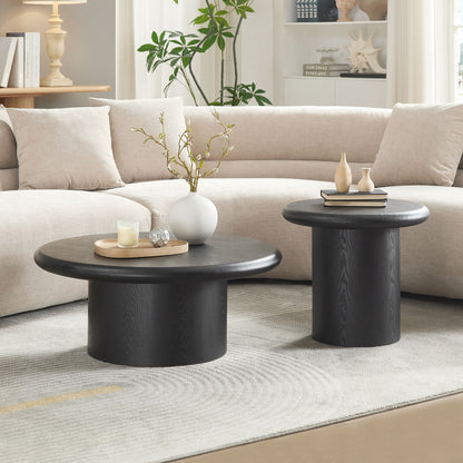 GOMYHOME Black 2-Piece Set Modern Coffee Table for Living Room Storage