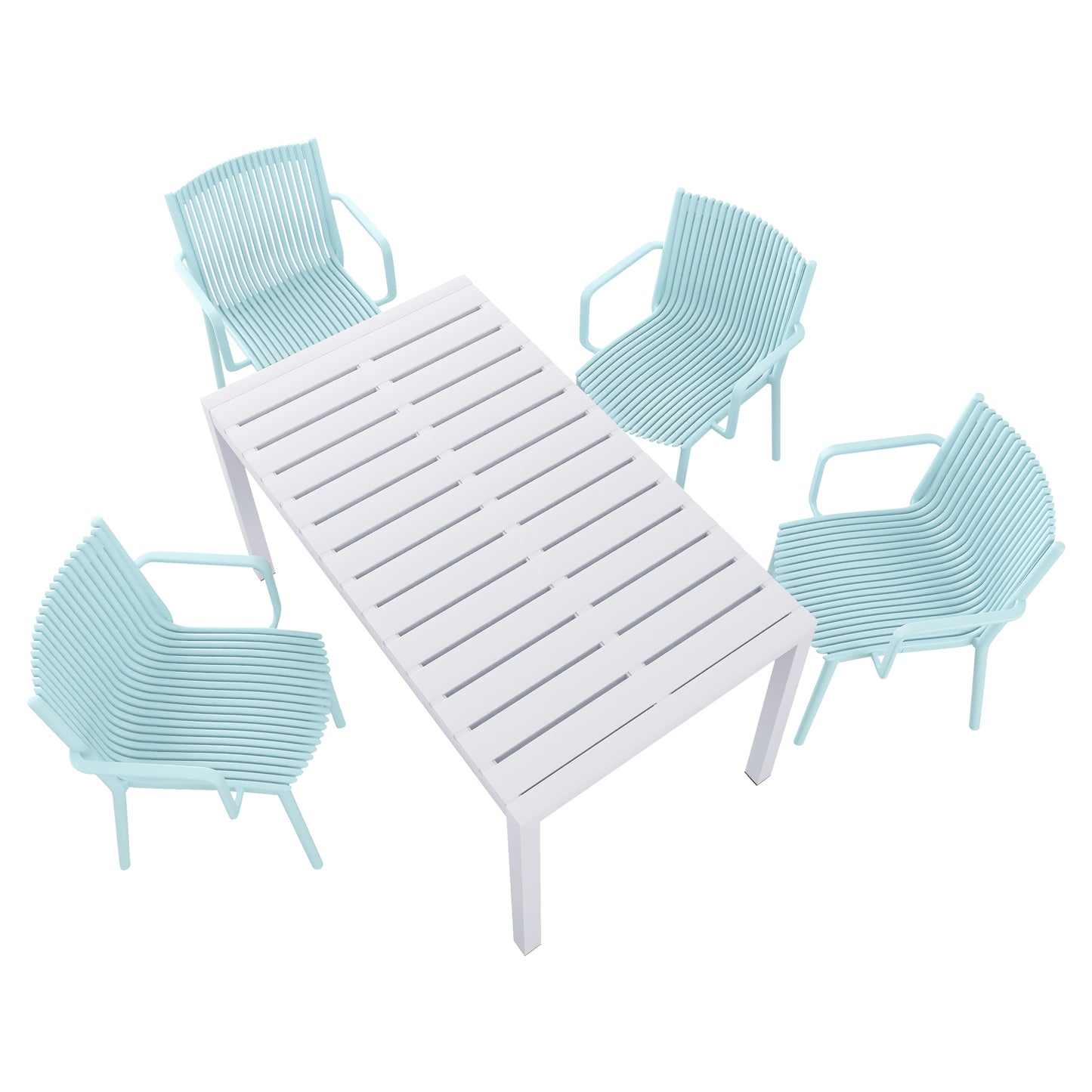 GOMYHOME Summer - 4pcs Light Blue Stackable PP Armchair for Indoor/Outdoor Use – Ergonomic