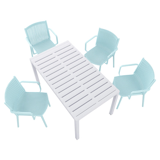 GOMYHOME Summer - 4pcs Light Blue Stackable PP Armchair for Indoor/Outdoor Use – Ergonomic