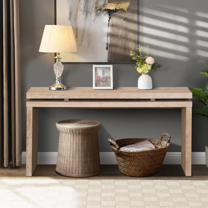 GOMYHOME 59.8-Inch Antique Natural,White Washed Farmhouse Console Table in Antique Natural,White Washed finish for entryway